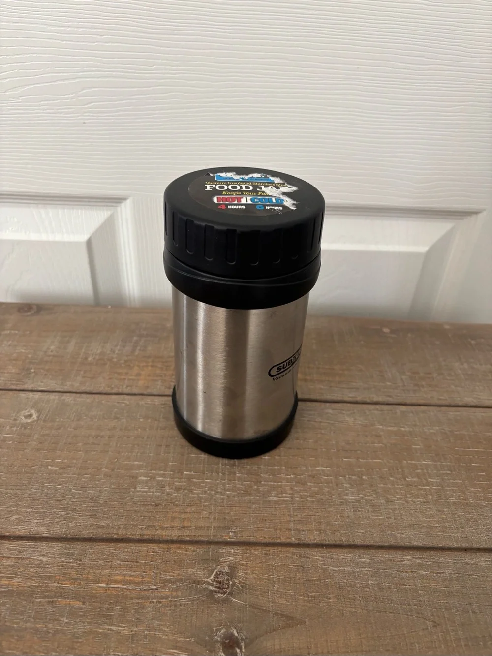 Stainless Steel Food Jar with Black Lid - Insulated Portable Container